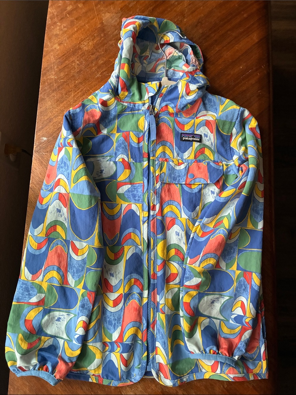 Patagonia Kids Hooded Rain Jacket in Blue, Green, Red and Yellow
